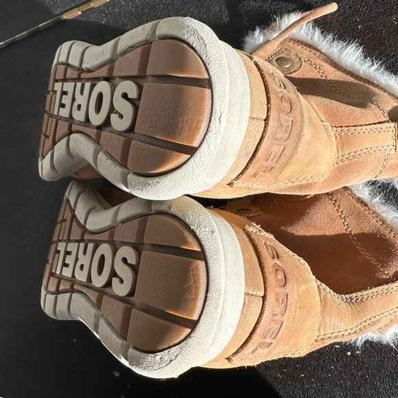 Sorel Explorer Joan Warm Waterproof Suede Winter Boots Size 8.5 Color Camel - Picture 9 of 10